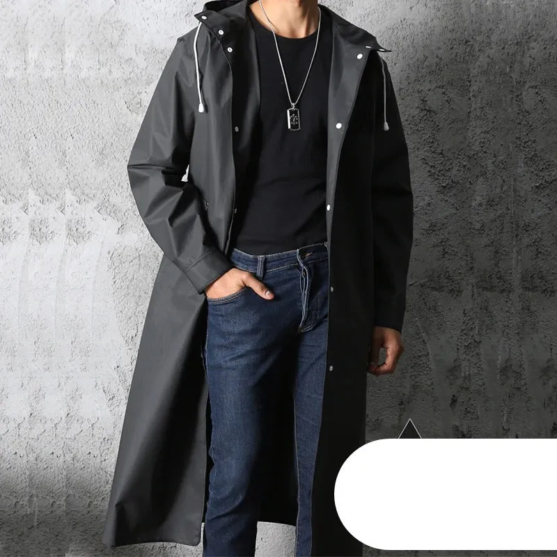 Mens Extra Long Outerwear Black Raincoat