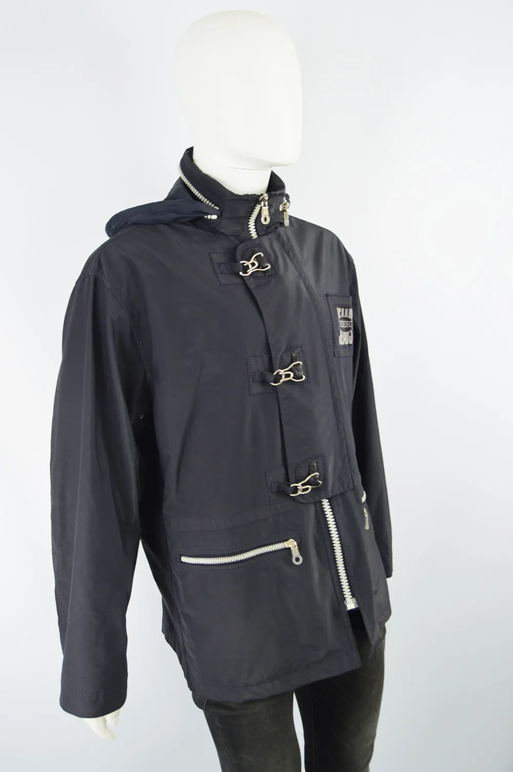 Men's Vintage Techwear Hook & Eye Raincoat, 1990s