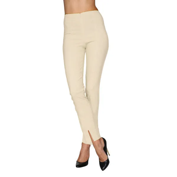 Mesmerize Pants with Front Ankle Slits and Front Zipper in Ivory - MA21-IVO