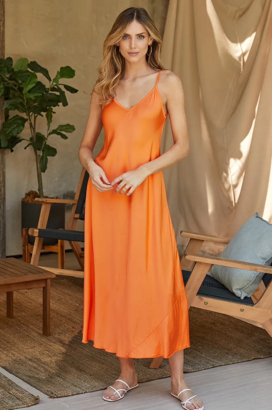 MM Maxi Slip Dress Orange