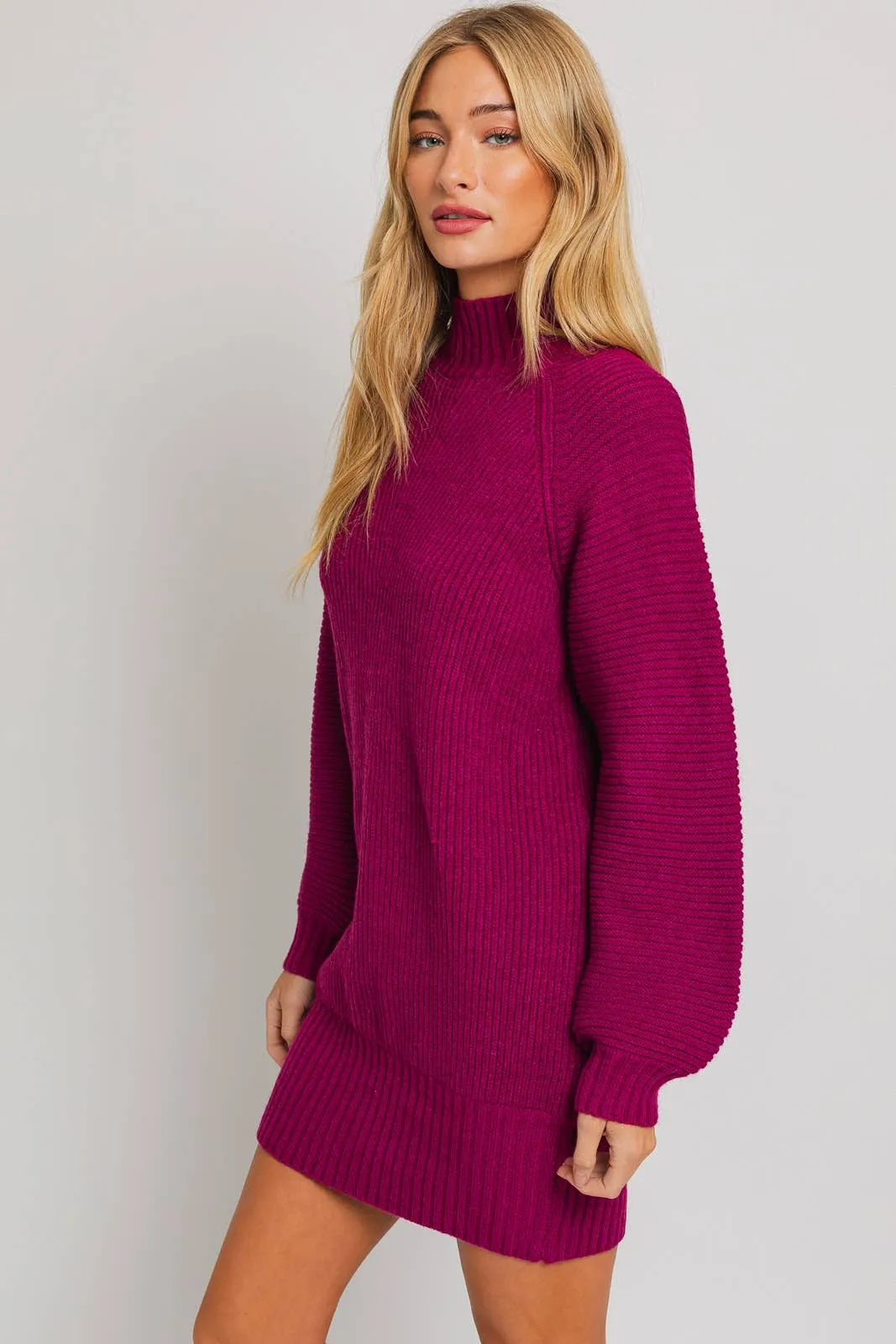 MOCK NECK COZY SWEATER DRESS