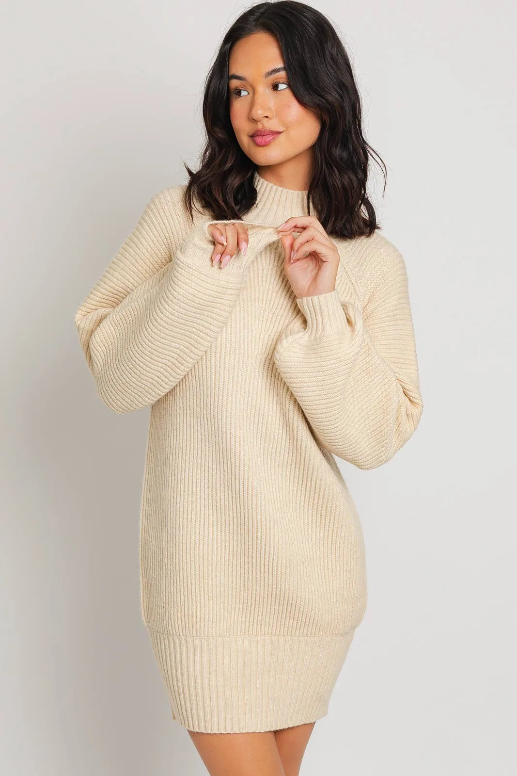 MOCK NECK COZY SWEATER DRESS