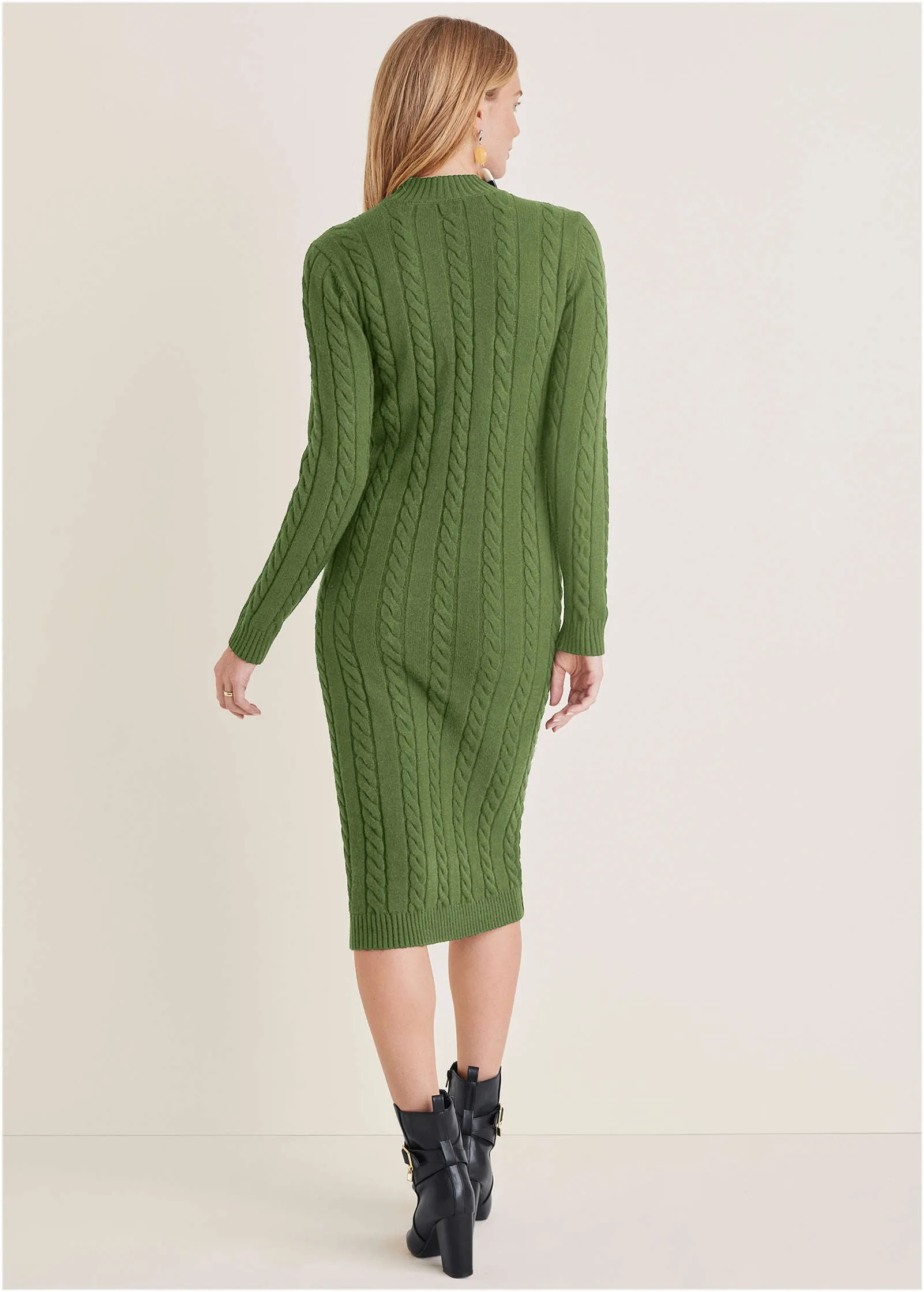 Mockneck Midi Sweater Dress - Bronze Green