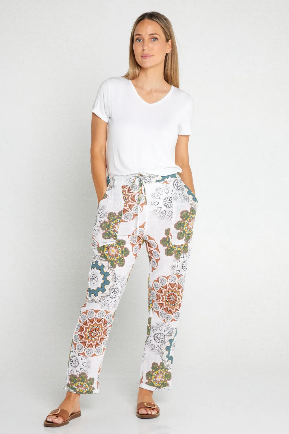 Mojave Linen Pants - Desert Blooms