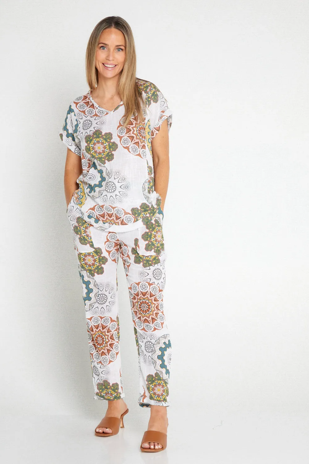 Mojave Linen Pants - Desert Blooms