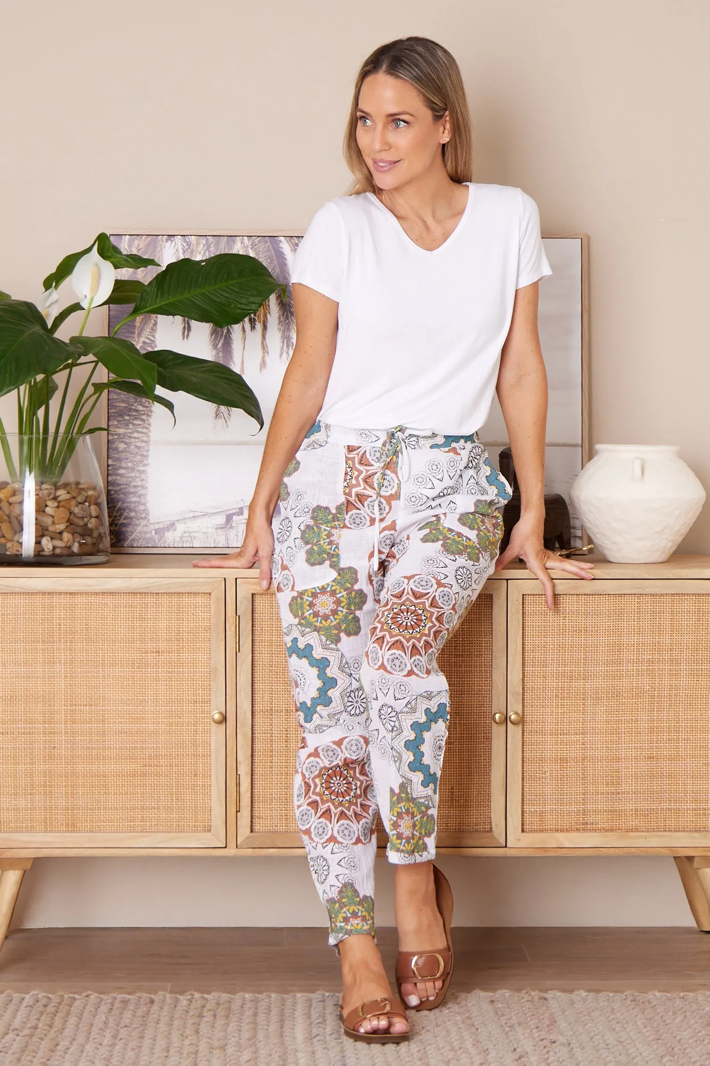 Mojave Linen Pants - Desert Blooms