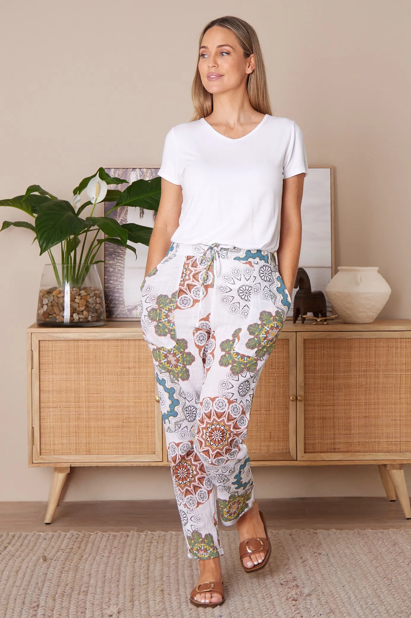 Mojave Linen Pants - Desert Blooms