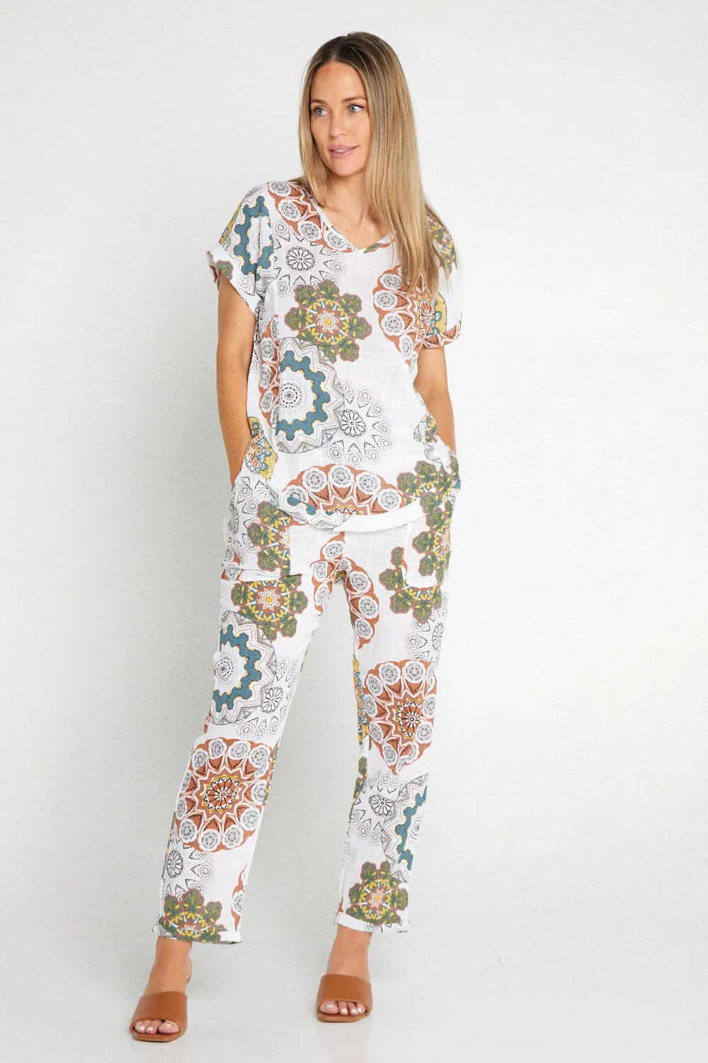 Mojave Linen Pants - Desert Blooms