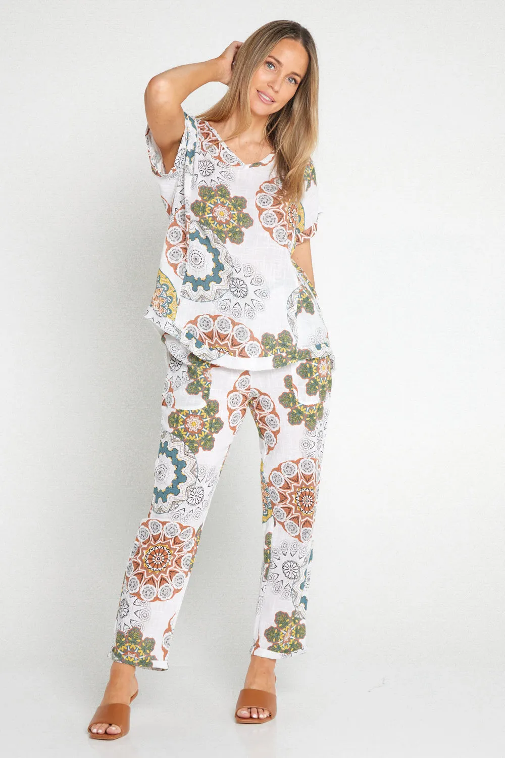 Mojave Linen Pants - Desert Blooms