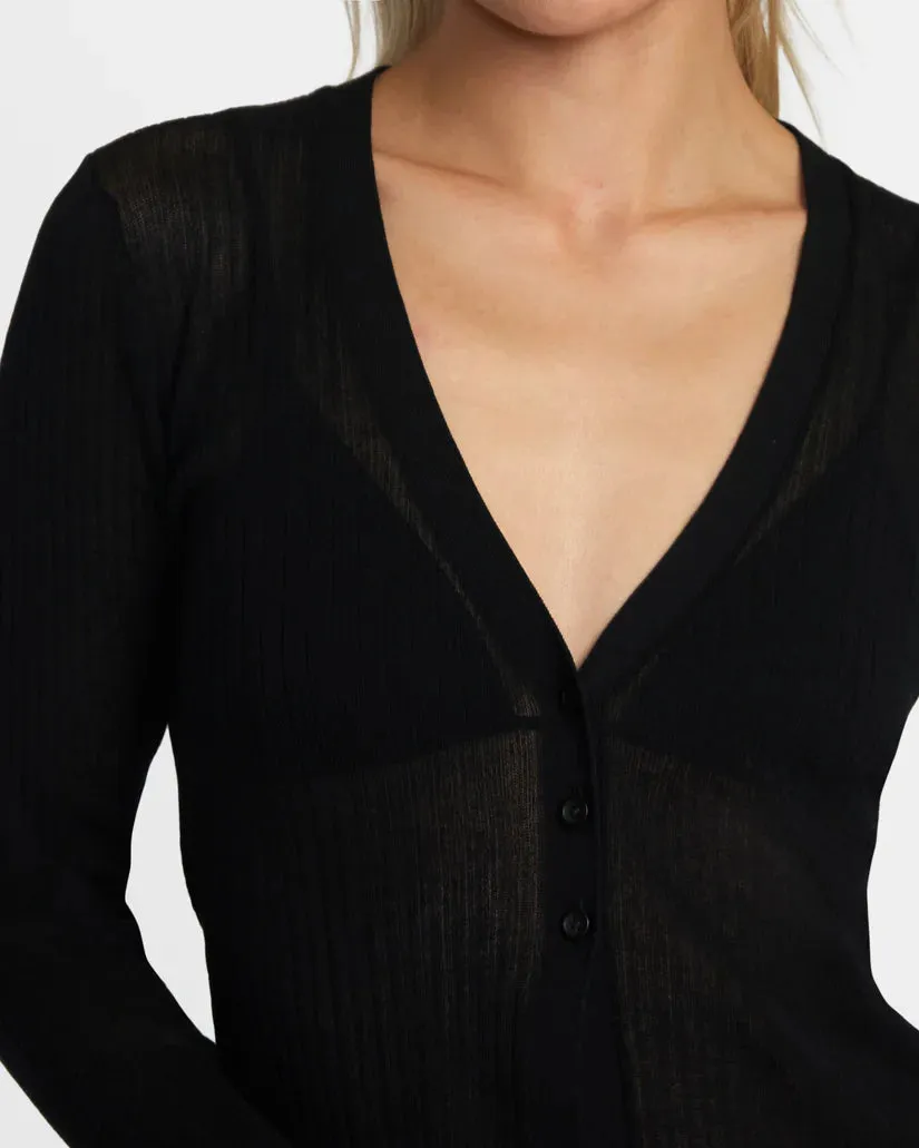 Morticia Sweater Top - Black