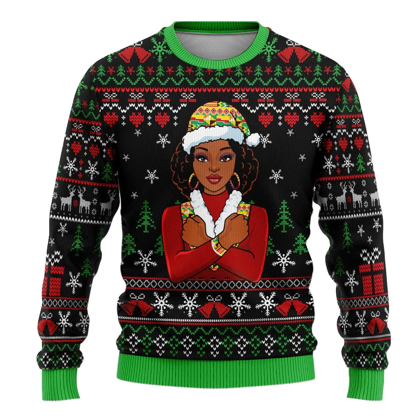 Mr. and Mrs. Santa With African Traditional Costume Ugly Sweatshirt