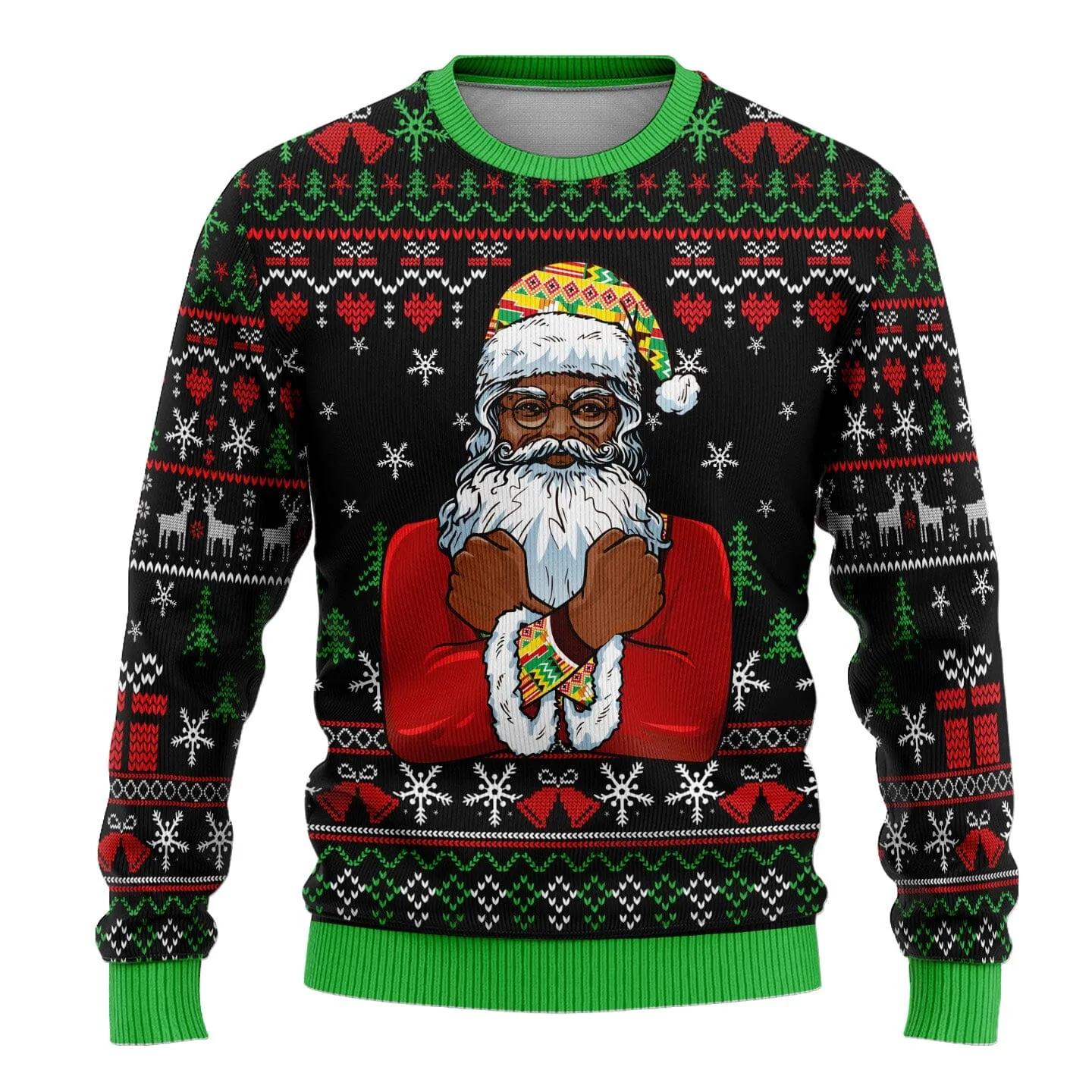 Mr. and Mrs. Santa With African Traditional Costume Ugly Sweatshirt