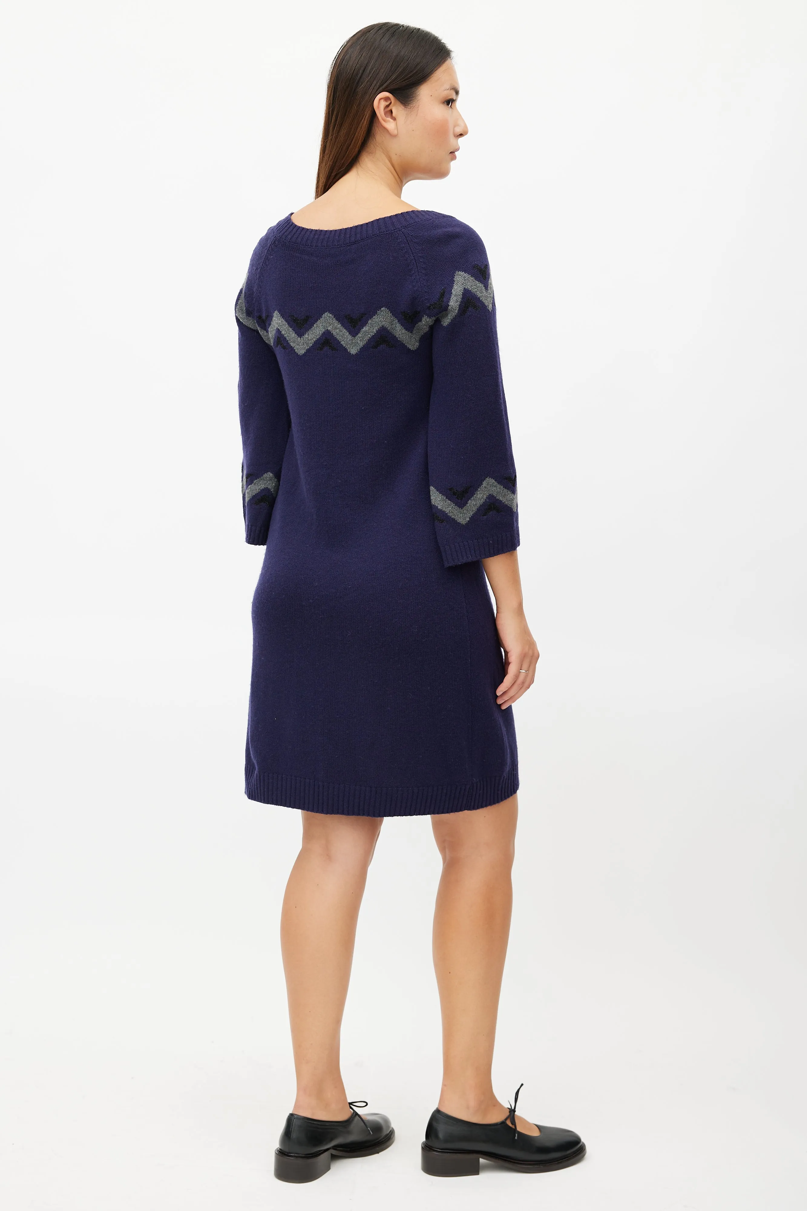 Navy & Grey Stripe Knit Sweater Dress