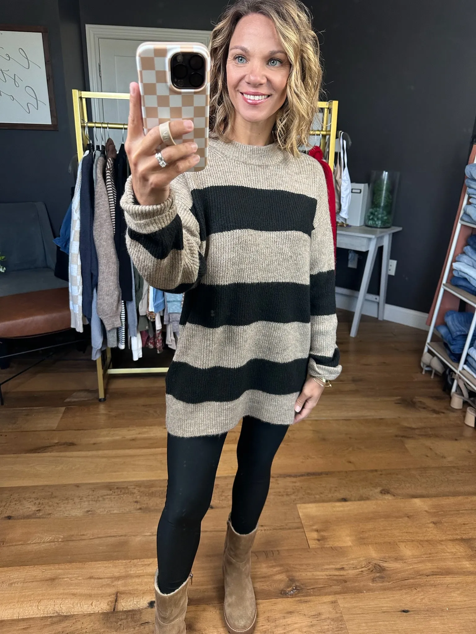 Never Wrong Striped Sweater - Mocha