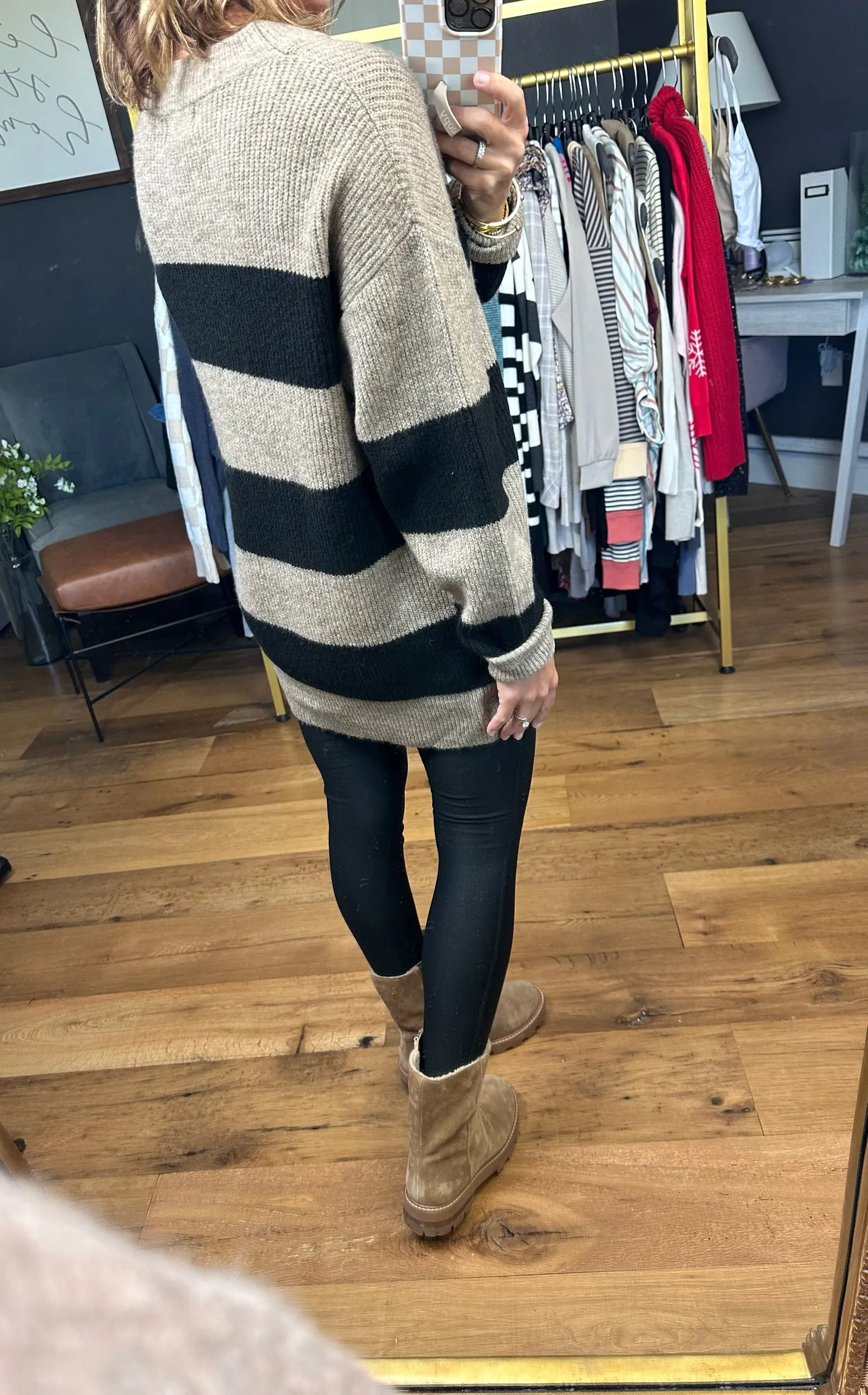 Never Wrong Striped Sweater - Mocha