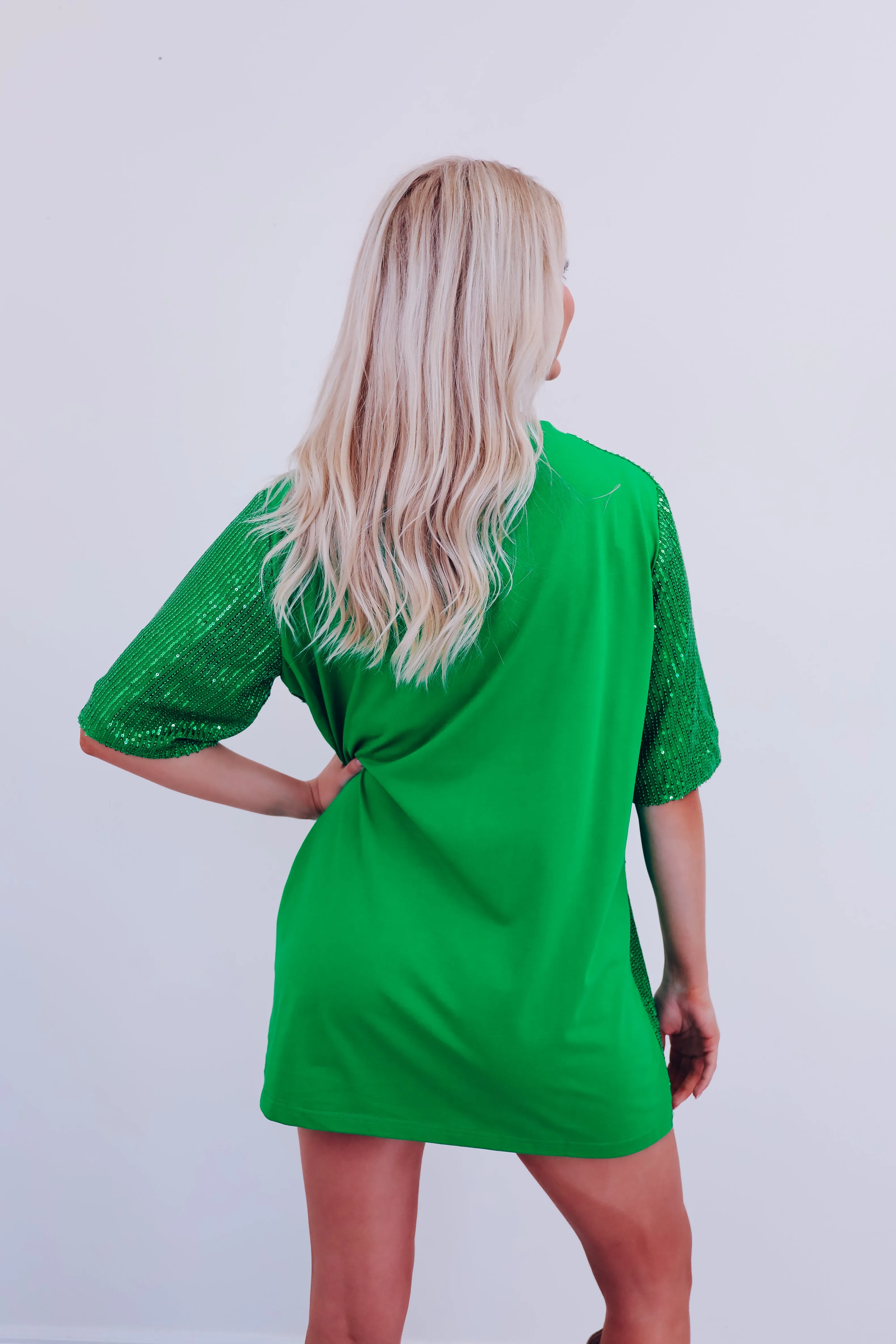 Nut Cracker Sequin Mini T-Shirt Dress - Green