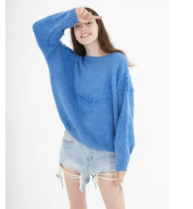 O Neck Short loose Women Tops Woolen Knit Sweater