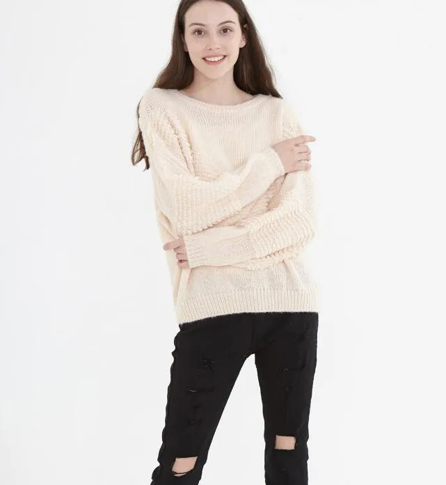 O Neck Short loose Women Tops Woolen Knit Sweater