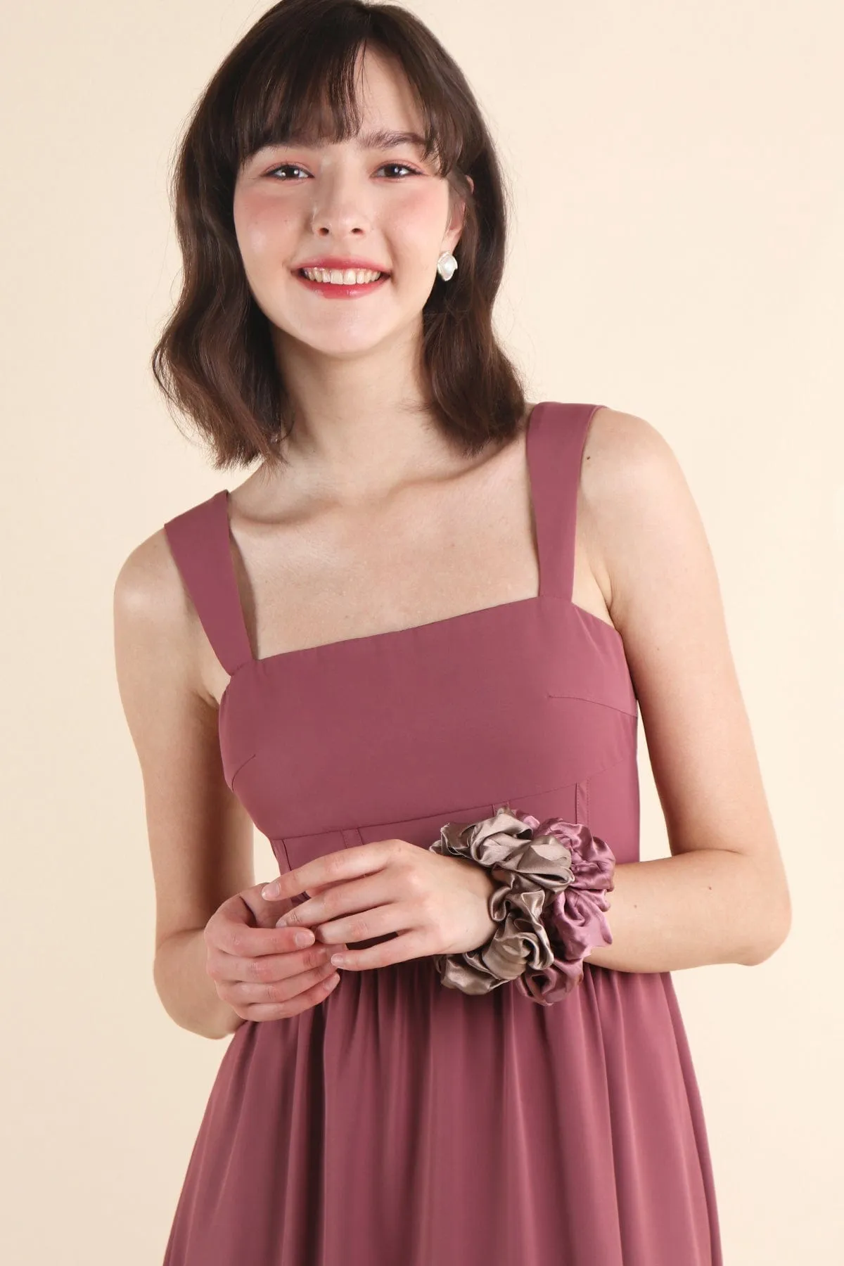 OASIS BUSTIER DRESS IN MAUVE BRICK