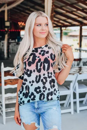 Ombre Cheetah Print Top - Pastel