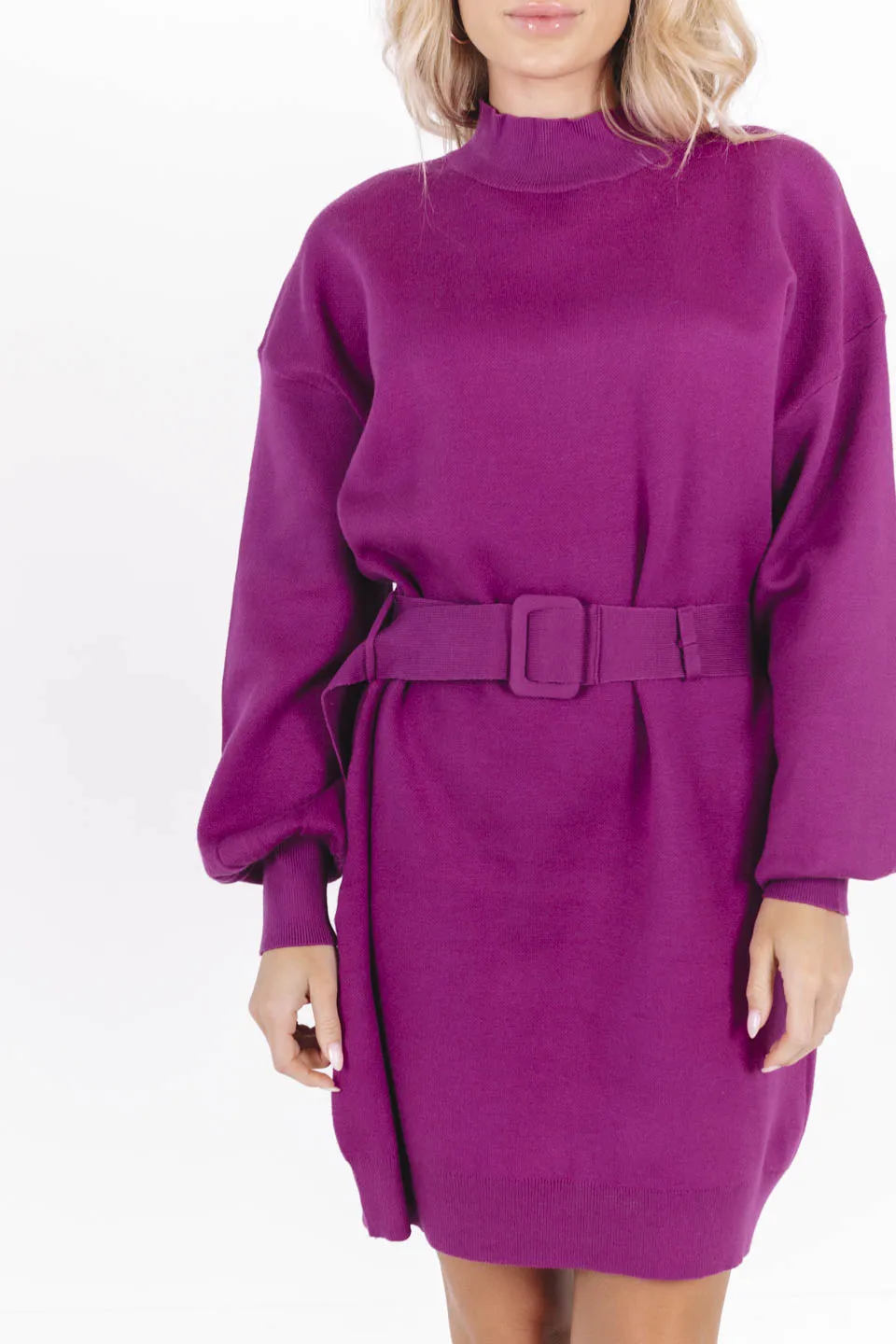 On My Level Sweater Dress - Violet