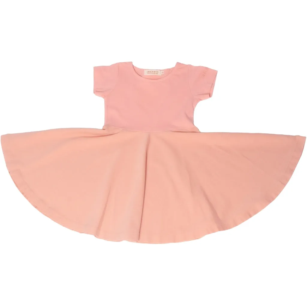 Open Heart Twirl Dress | GOTS - Blush Bloom, Coral Rouge