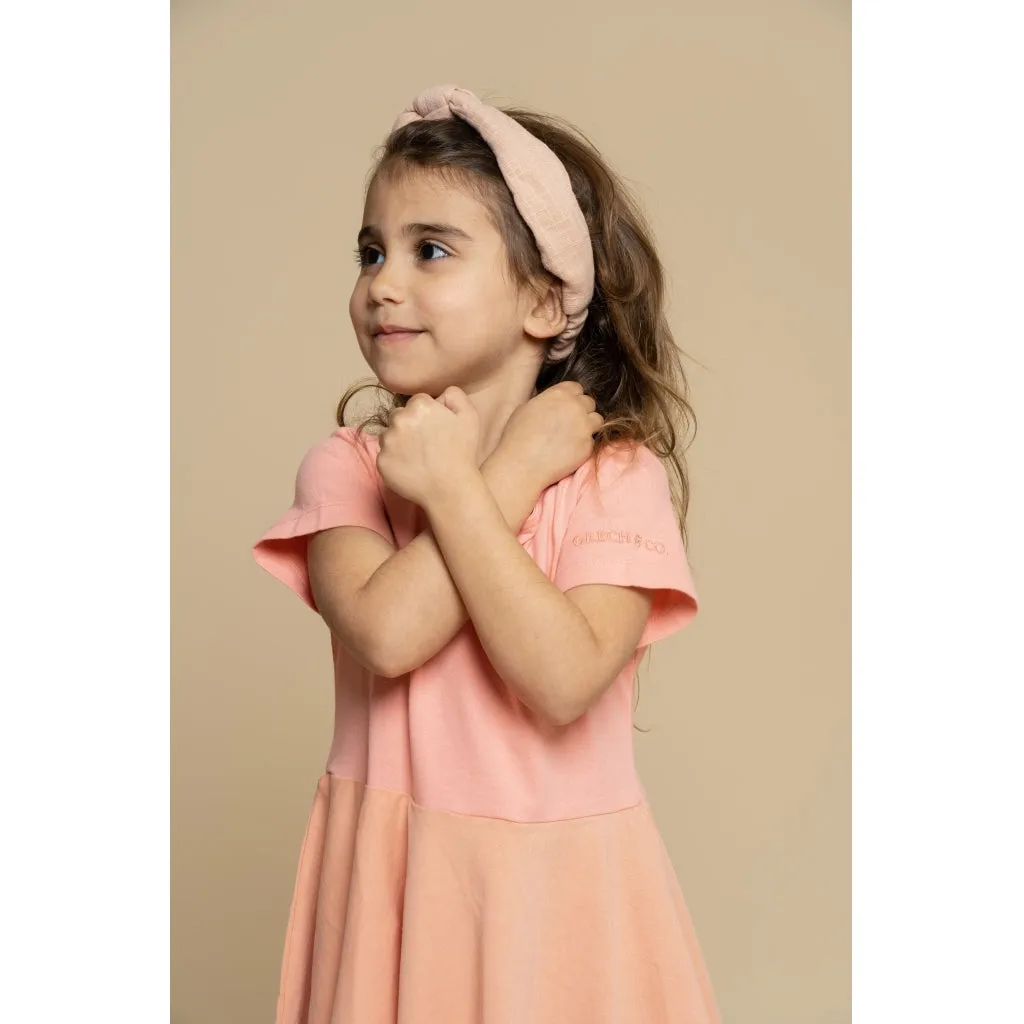 Open Heart Twirl Dress | GOTS - Blush Bloom, Coral Rouge