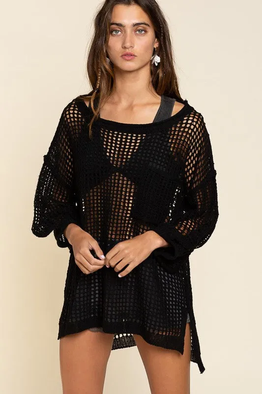 OVERSIZED SEE THROUGH COVER UP DRESS