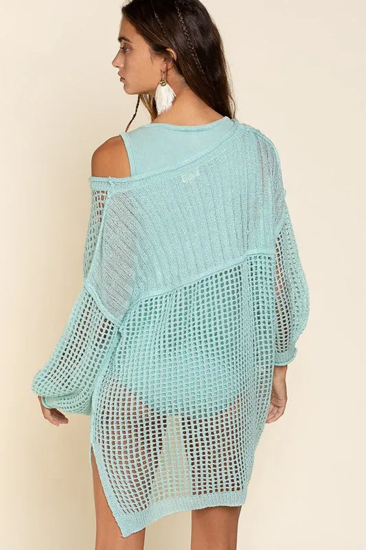 OVERSIZED SEE THROUGH COVER UP DRESS