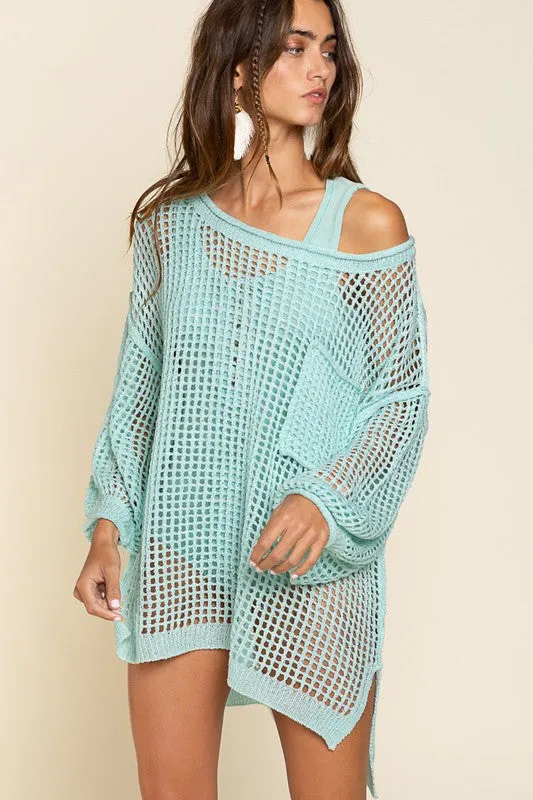 OVERSIZED SEE THROUGH COVER UP DRESS