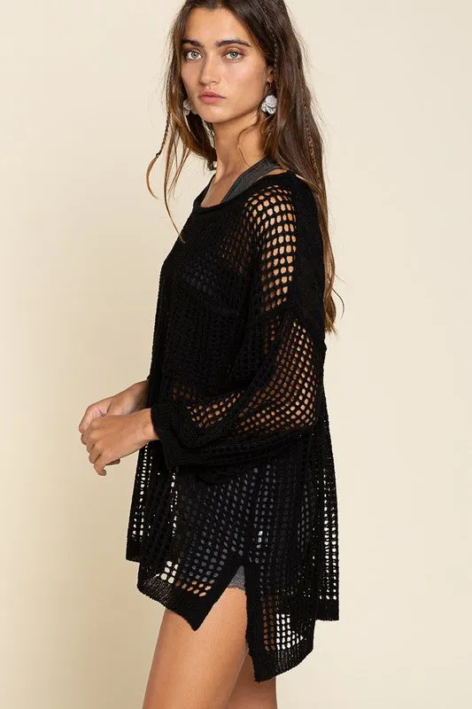 OVERSIZED SEE THROUGH COVER UP DRESS