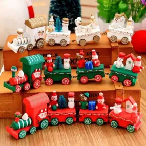 Painted Christmas Wood Train