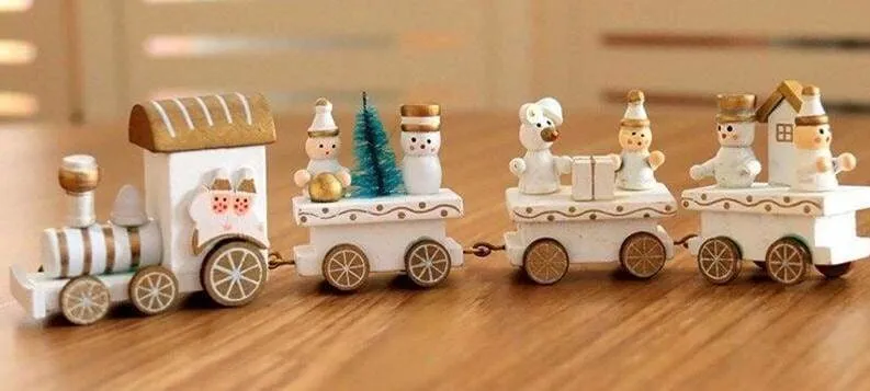 Painted Christmas Wood Train