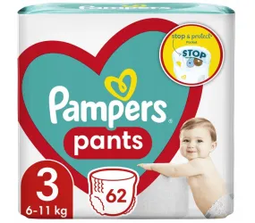 Pampers Pants 6-11Kg, Size 3-Midi, 62Pcs