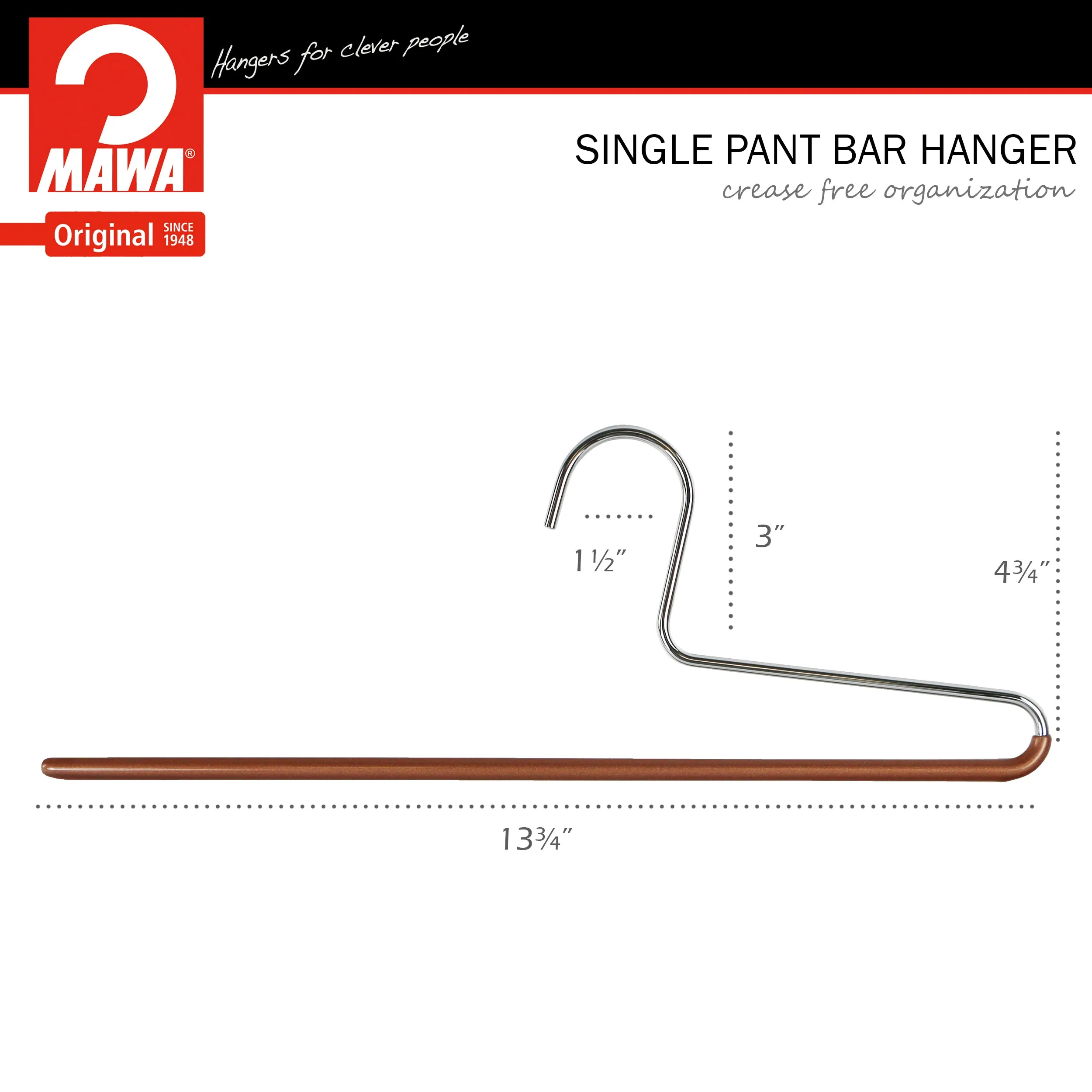 Pant Hanger with Grip Coating, KH-1, Copper