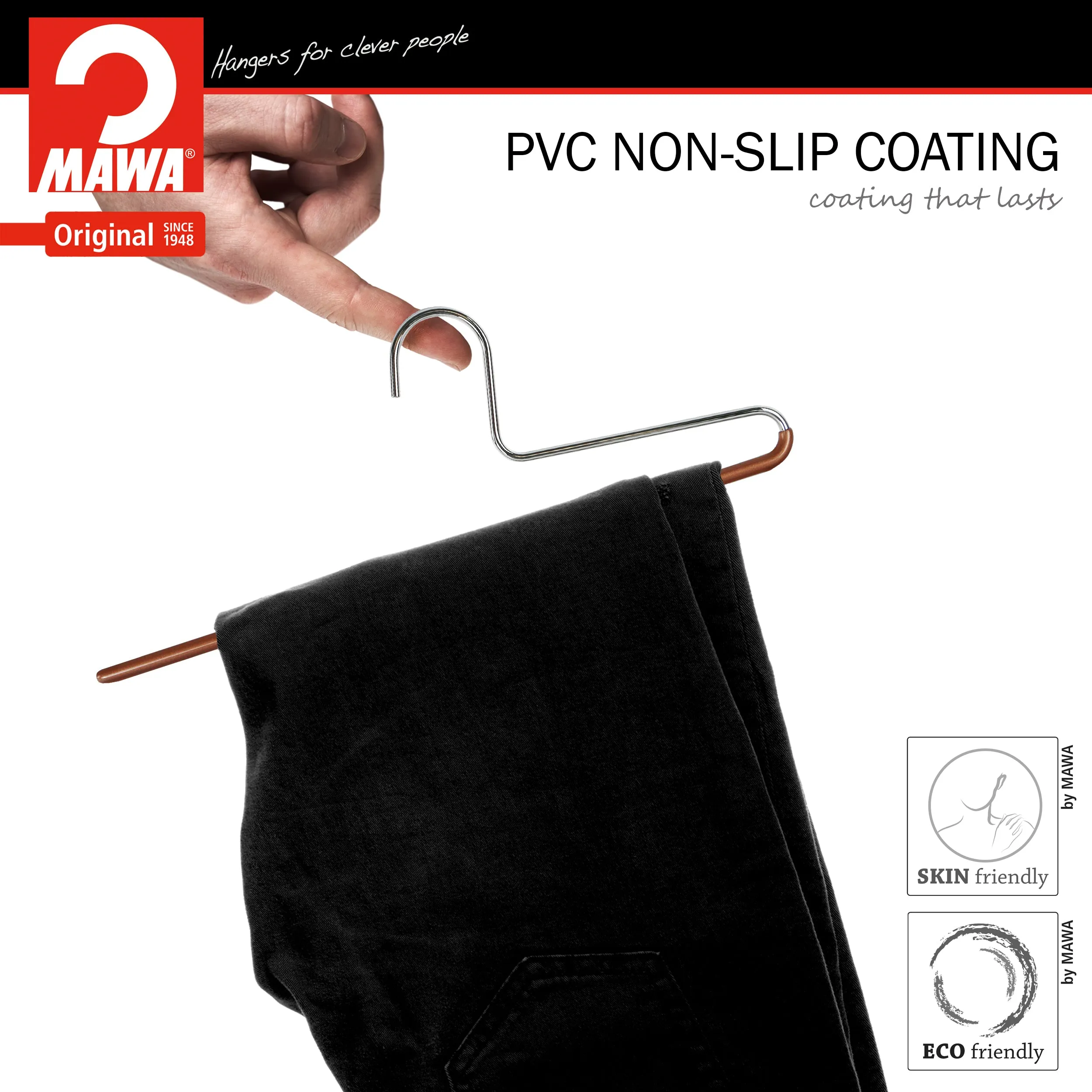 Pant Hanger with Grip Coating, KH-1, Copper