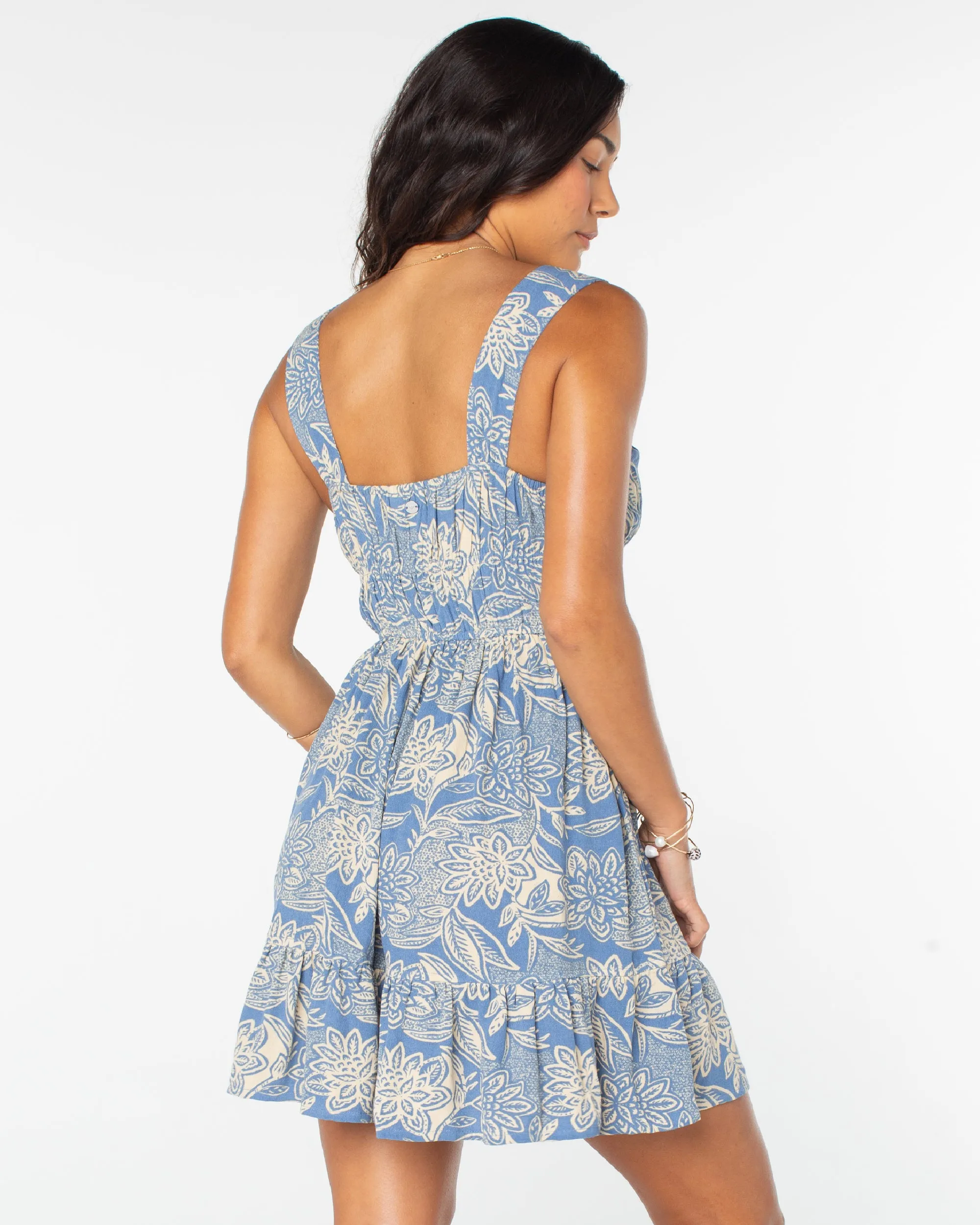 Paradise Breeze Mini Dress - Infinity Blue Lotus Batik