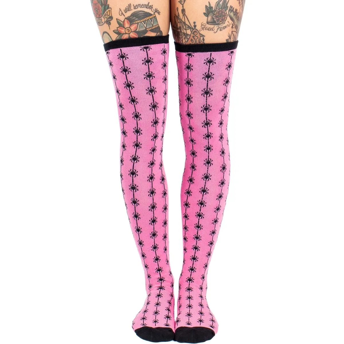 Pink Spider Thigh High Socks