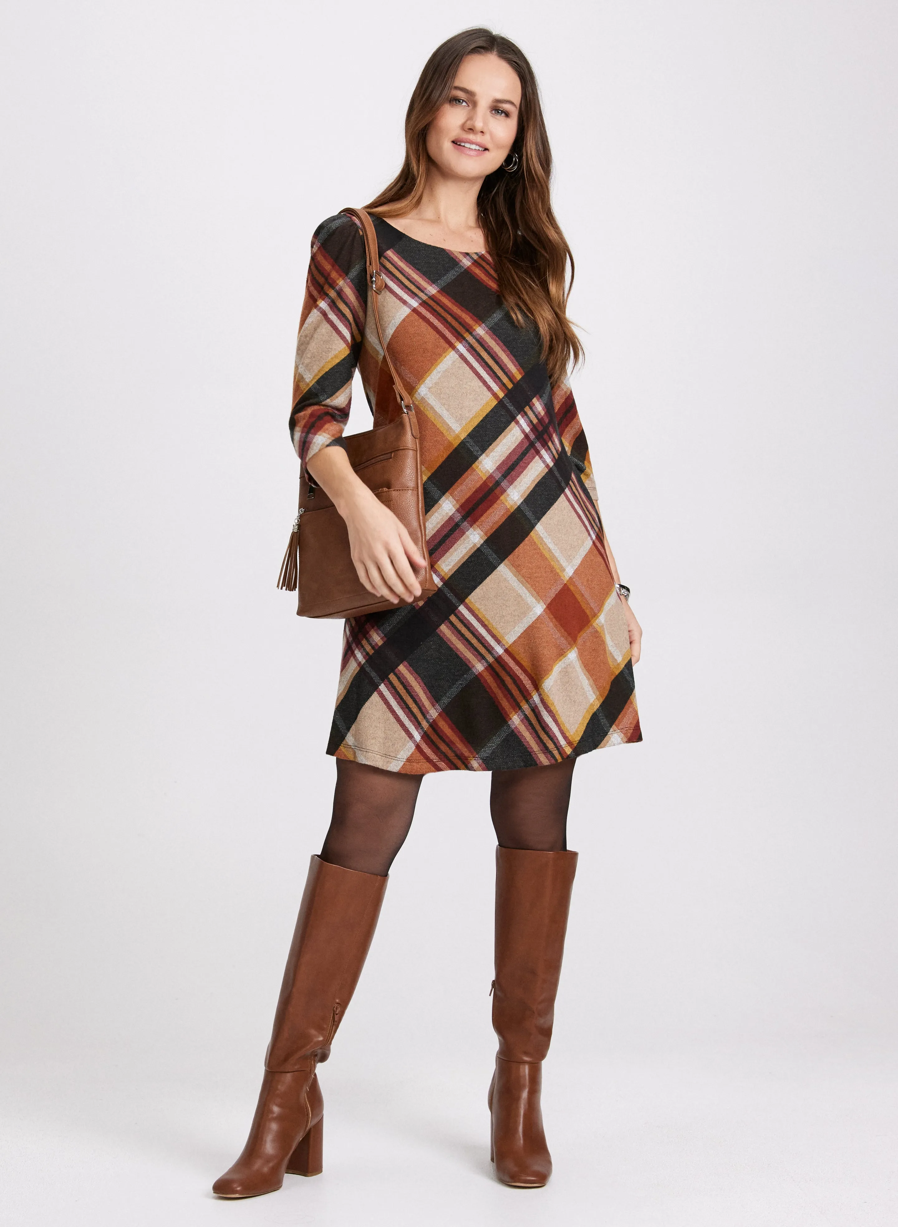 Plaid Print A-Line Dress