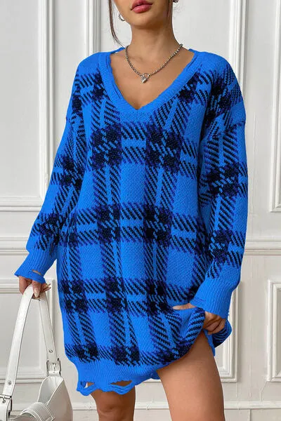 PLAID SWEATER DRESS