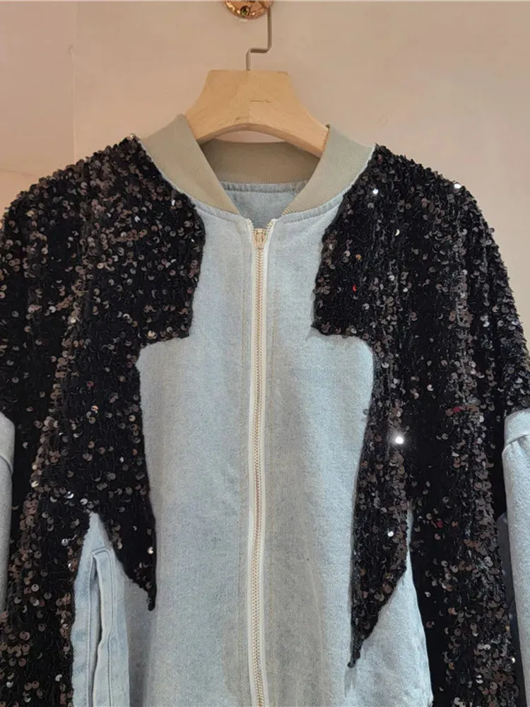 Pre Order:  Sequin Denim Loose Jacket