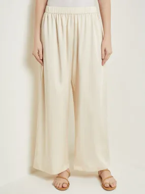 Pull-On Woven Wide-Leg Pants, Parchment