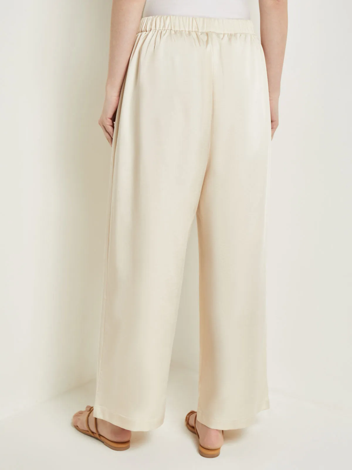 Pull-On Woven Wide-Leg Pants, Parchment