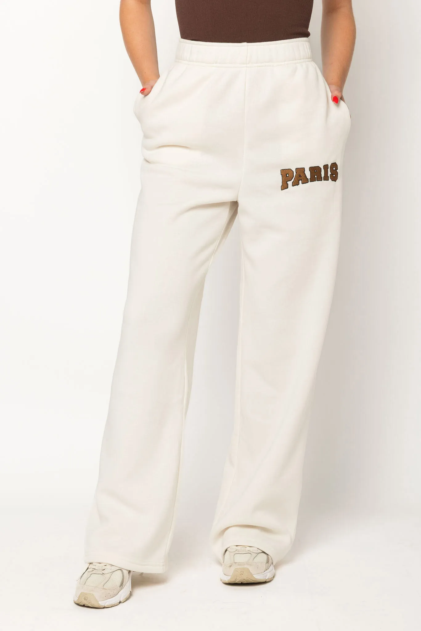 "Paris" Embroidered Wide Leg Sweatpant