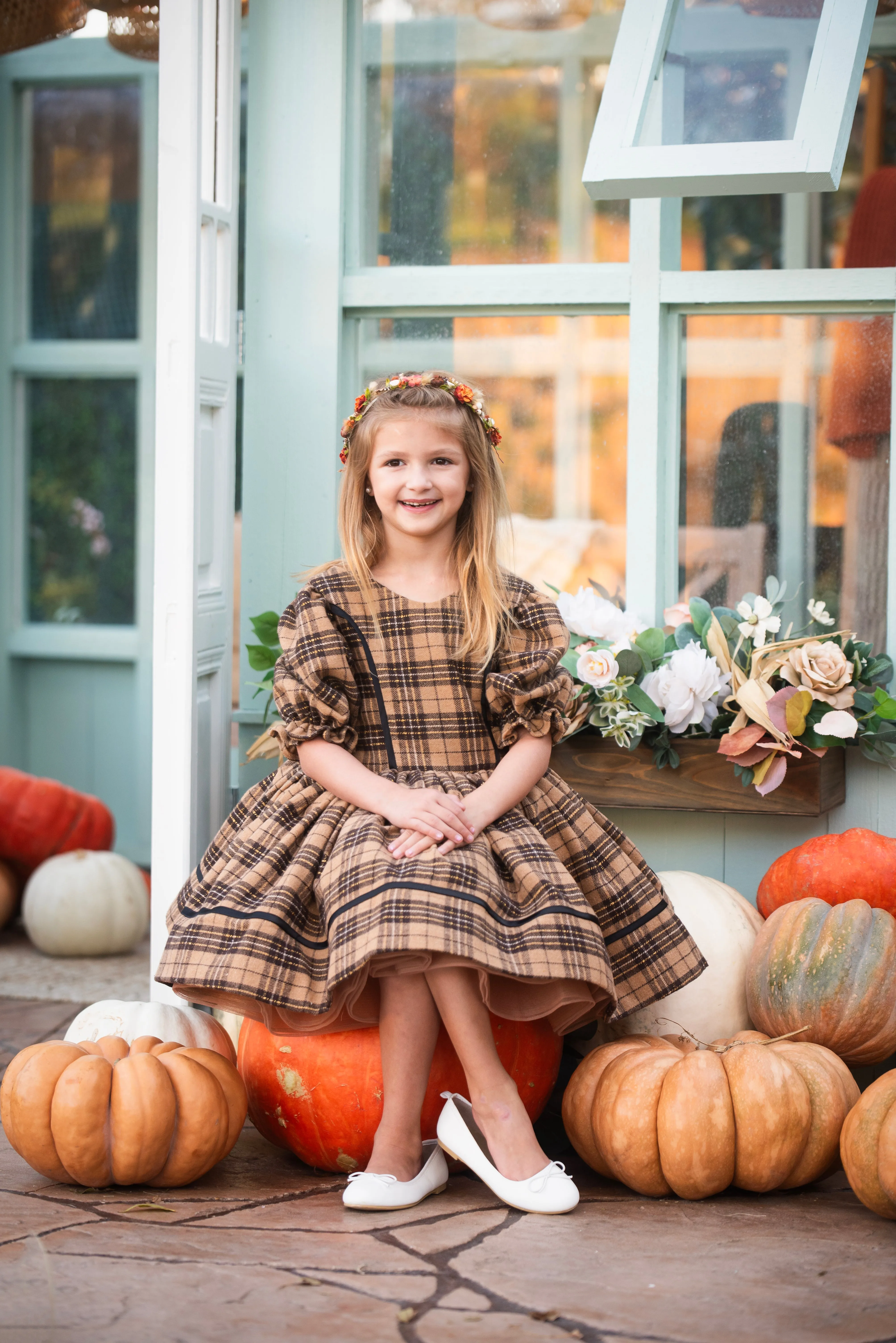 "Sweater Weather" -  vintage inspired-tan petal length ( 5 Year - Petite 7 Year)