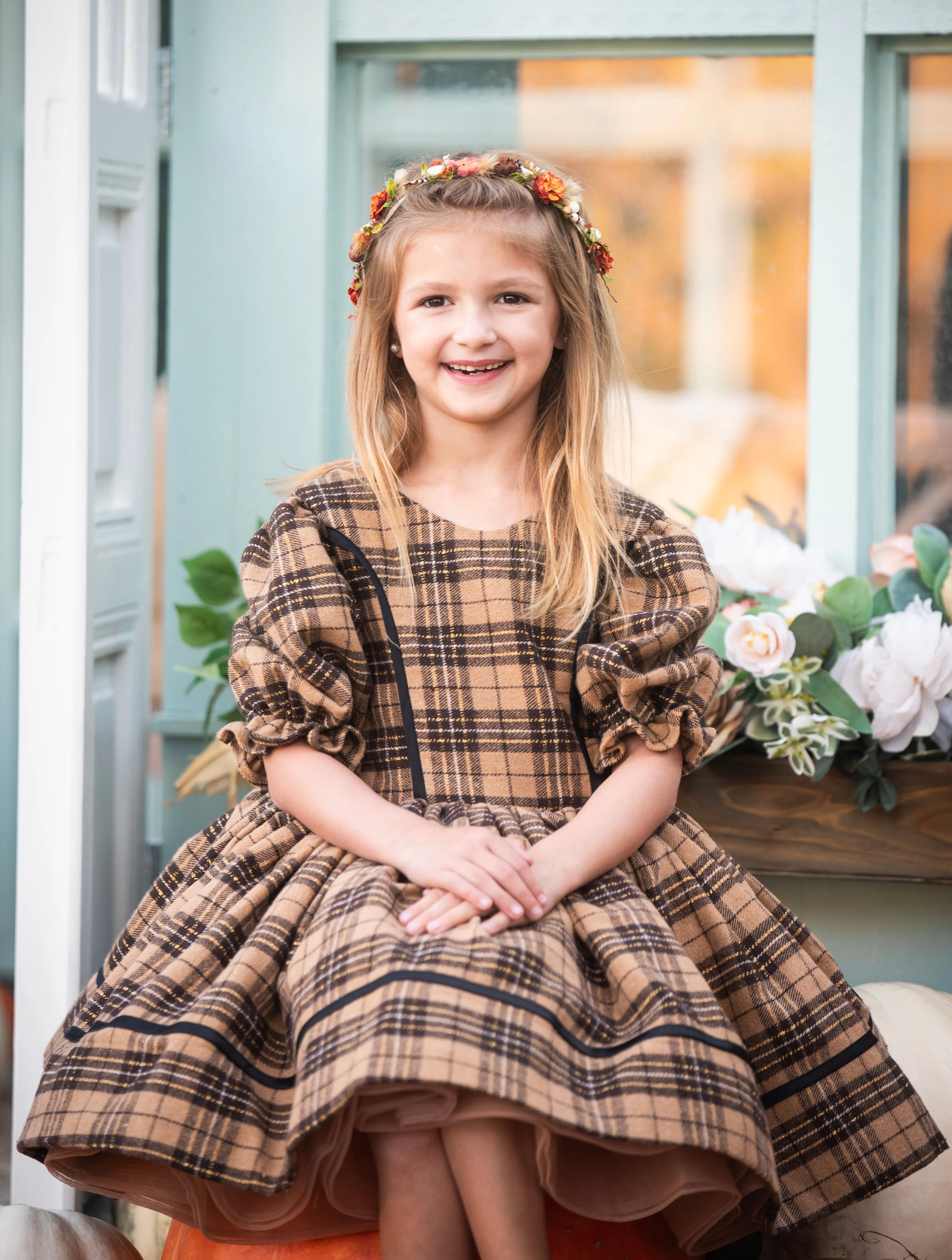 "Sweater Weather" -  vintage inspired-tan petal length ( 5 Year - Petite 7 Year)