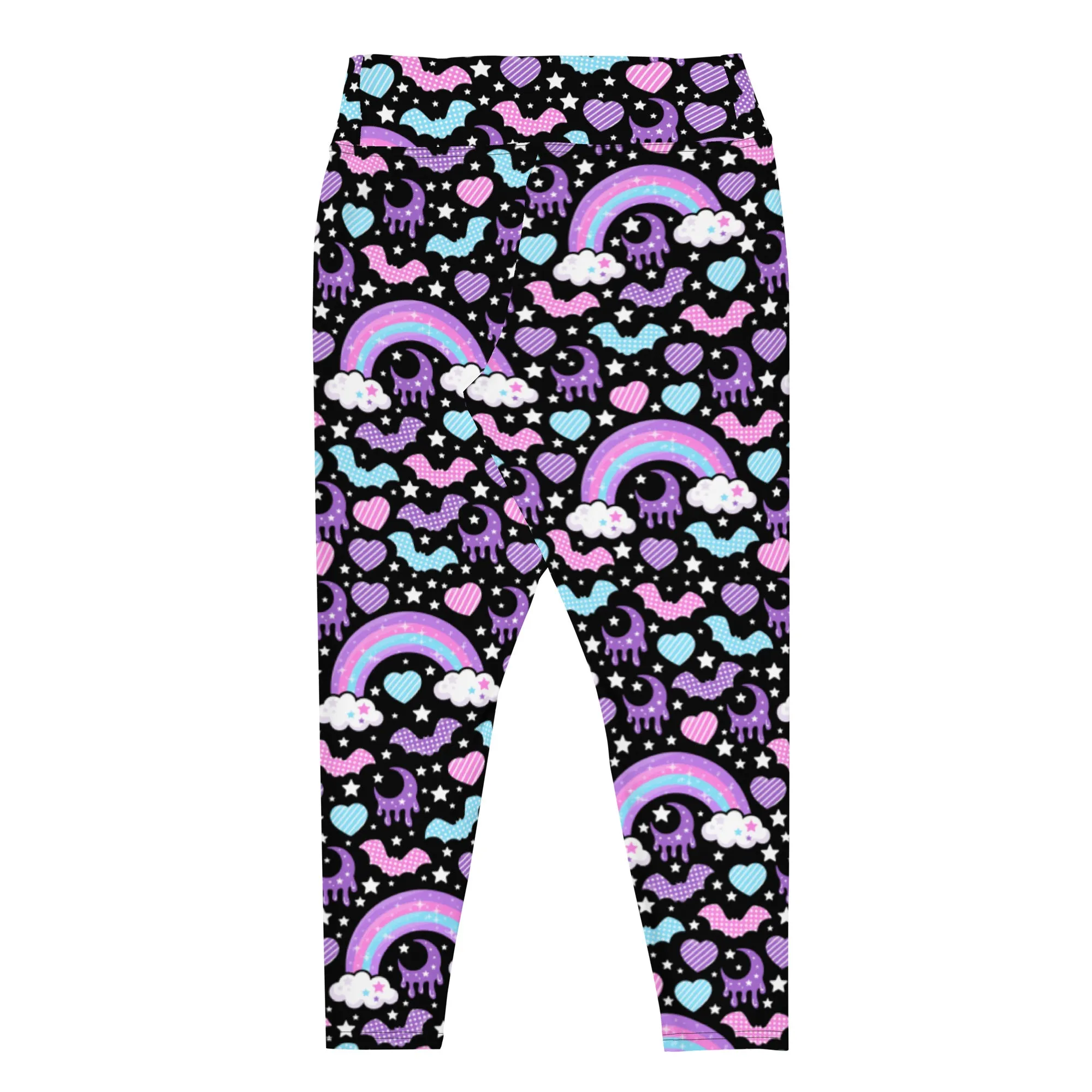 Rainbow Spooky Bats Black Plus Size Leggings