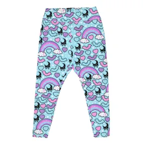 Rainbow Spooky Bats Blue Plus Size Leggings