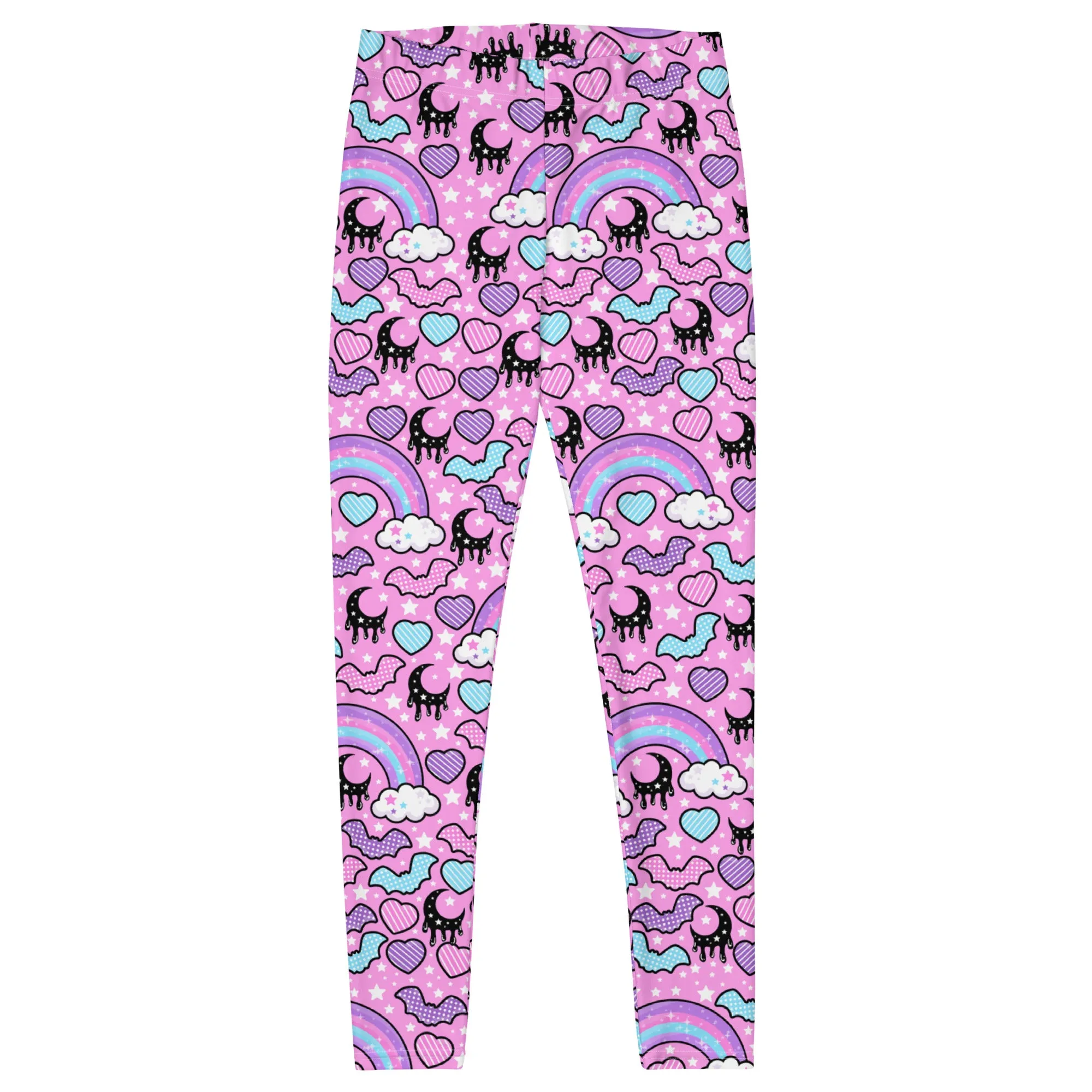 Rainbow Spooky Bats Pink Leggings