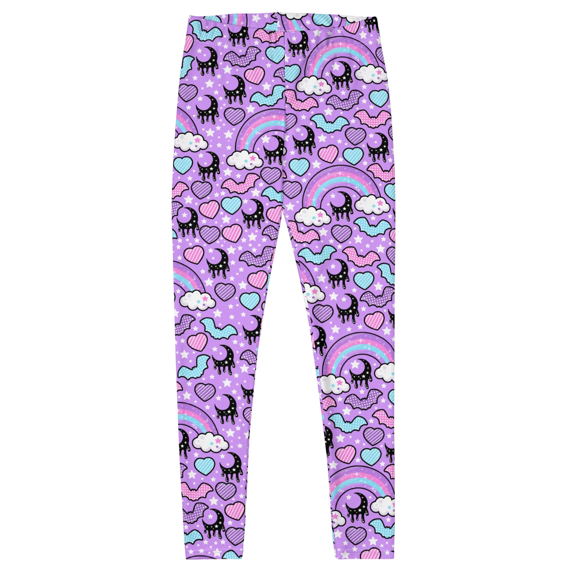 Rainbow Spooky Bats Purple Leggings